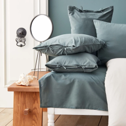 Луксозен двулицев единичен спален комплект Nautica Home, от памучен муселин, 2 части, в цвят зелено и екрю