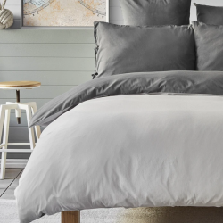 Луксозен двулицев двоен спален комплект Nautica Home от памучен муселин, цвят антрацит и светло сиво