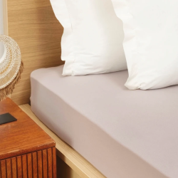 Двоен чаршаф с ластик Karaca Home от 100% висококачествен памук, в бежов цвят, размери 160х200