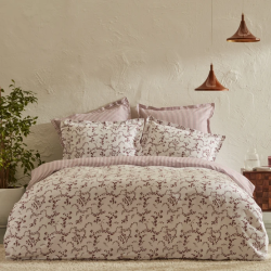 Двоен спален комплект Karaca Home Ivy Cotton от 4 части, 100% висококачествен и мек памук, цвят бордо
