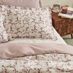 Двоен спален комплект Karaca Home Ivy Cotton от 4 части, 100% висококачествен и мек памук, цвят бордо