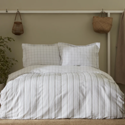 Двоен спален комплект Karaca Home Geo Cotton от 4 части, мек памук в цвят каки