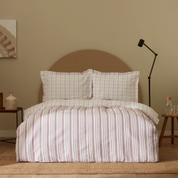 Двоен спален комплект Karaca Home Geo Cotton от 4 части, мек памук, в цвят бордо