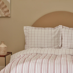 Двоен спален комплект Karaca Home Geo Cotton от 4 части, мек памук, в цвят бордо