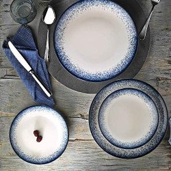 Сервиз за хранене Kütahya Porcelain 16 части, 4 човека, цвят бяло и тъмно синьо