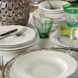 Сервиз за хранене Kütahya Porcelain 24 части, 6 човека, цвят бяло с орнаменти