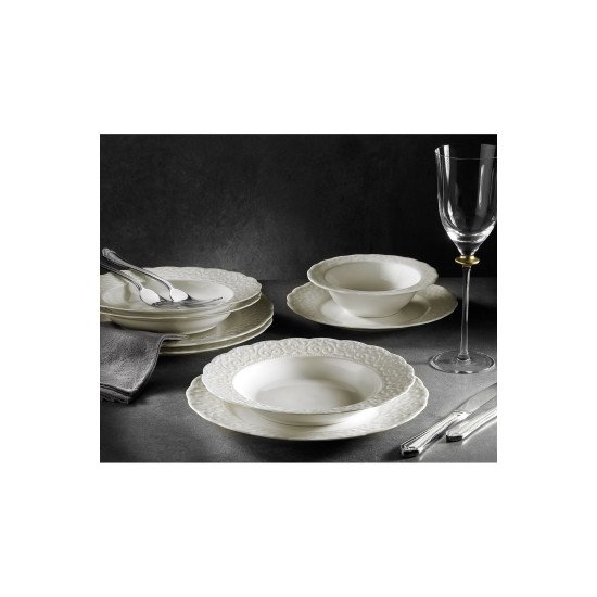 Сервиз за хранене Kütahya Porcelain 24 части, 6 човека, цвят бяло с орнаменти Сервиз за хранене Kütahya Porcelain 24 части, 6 човека, цвят бяло с орнаменти