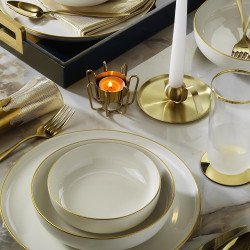 Сервиз за хранене Kütahya Porcelain 12 части, 4 човека, цвят бяло и златен кант