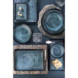 Сервиз за хранене Kütahya Porcelain 24 части, 6 човека, син цвят с ефект