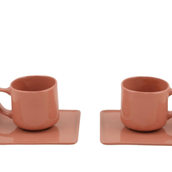 Сервиз за кафе Kütahya Porcelain, тъмно-розов от 4 части