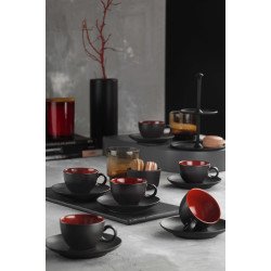 Сервиз за кафе Kütahya Porcelain 12 части, 6 човека, черно и червено