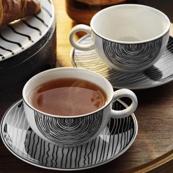 Сервиз за кафе и чай Kütahya Porcelain 12 части, 6 човека, цвят бяло и черно