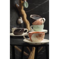 Сервиз за кафе или чай Kütahya Porcelain, розов мрамор