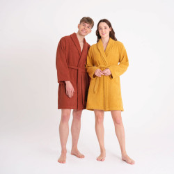 Къс халат за баня Karaca Home  от 100% памук в керемиден, размер S/M