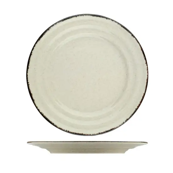Сервиз за хранене Kütahya Porcelain 24 части, 6 човека, бежов цвят и кафяв кант