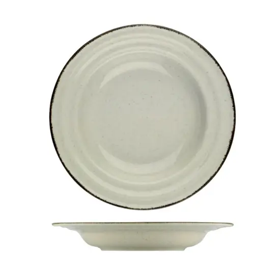 Сервиз за хранене Kütahya Porcelain 24 части, 6 човека, бежов цвят и кафяв кант