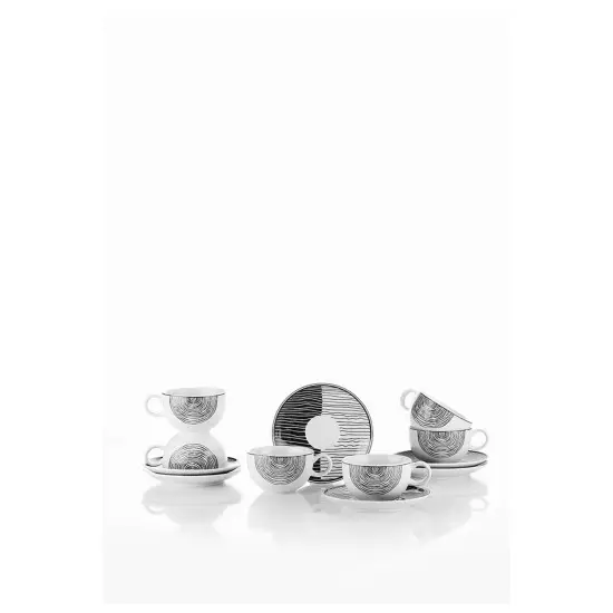 Сервиз за кафе и чай Kütahya Porcelain 12 части, 6 човека, цвят бяло и черно